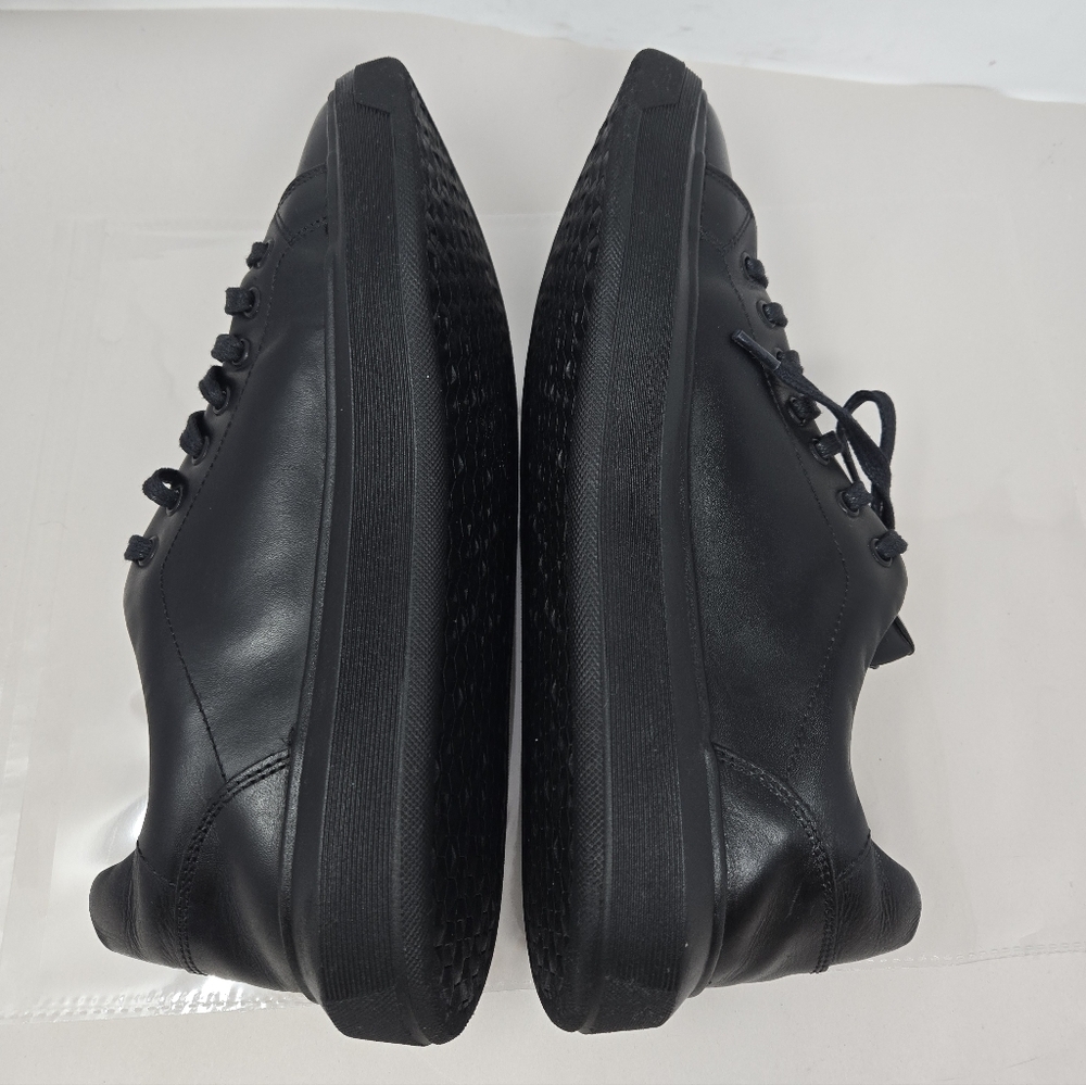 CNS Mens Sz 9.5 Black Leather Casual Comfort Sneakers Tall Wide Comfort Heel - Picture 6 of 11